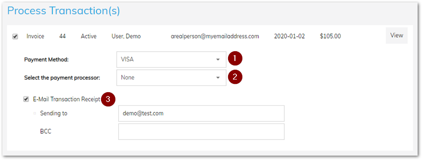 The Process Transaction Screen